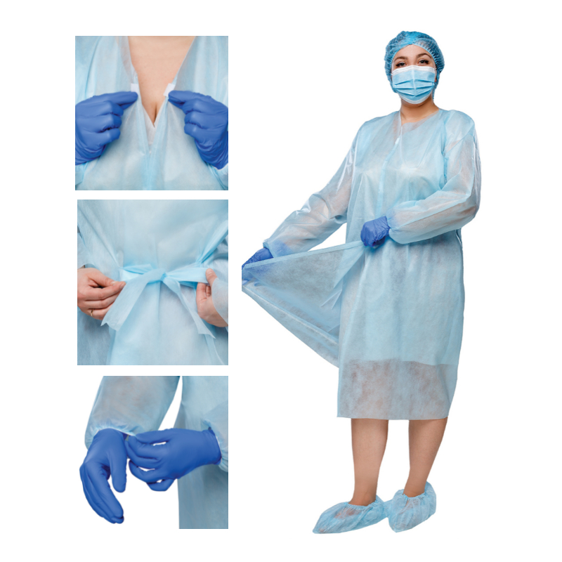 Халат медичний,р.XXL,д.115см,об’єм 150см,рукав довгий,резинка,липучки,ТМ"АХІЛЛ"